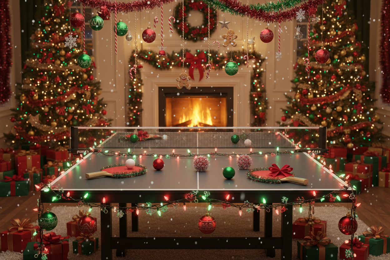 Generame una imagen de Ping Pong Navideño, sin letras